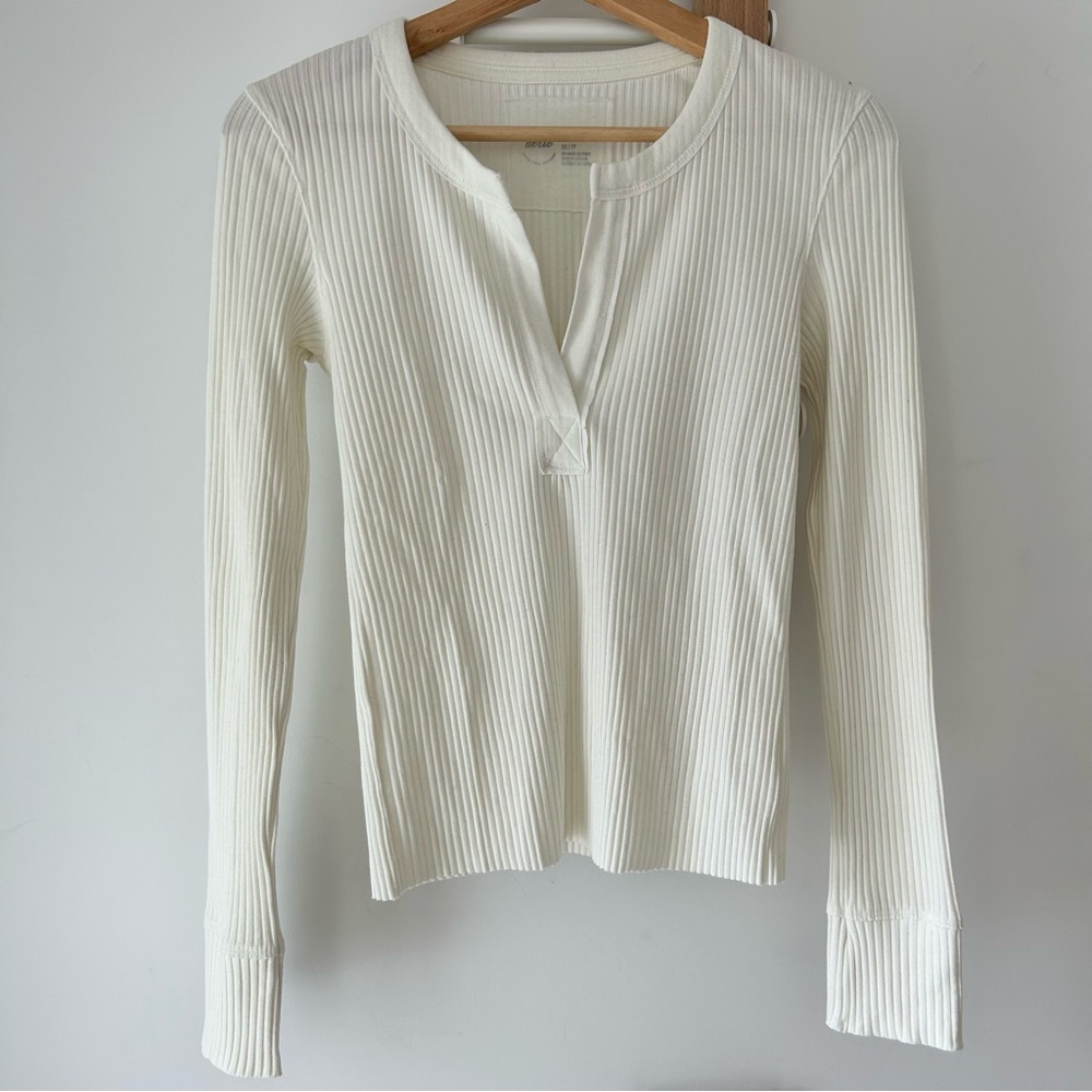 💥2 for $15 Aerie Cream Ribbed Longsleeve Top